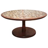 Martz walnut coffee table with inset ceramic tile design