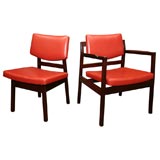 Set of 6 Jens Risom dining chairs w/Spinneybeck leather cushions
