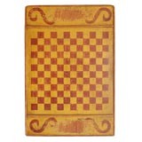 19THC  ORIGINAL MUSTARD AND RED PAINTED GAME BOARD FROM N. E.