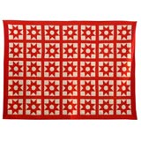 Early 20th Century Red and White Star Quilt