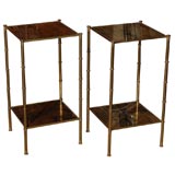 Bronze and glass pair of tables in the style of La Maison Bagues