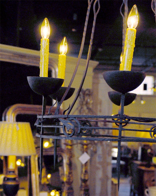 19th Century Northern Italian Iron 6-Light Chandelier For Sale 1