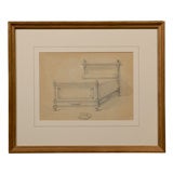 Antique Original 19th Century French furniture drawing