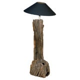 Driftwood Floor Lamp with Contemporary Black Linen Shade