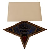 Pair of Stained Glass Geometric  Windows made into Sconces