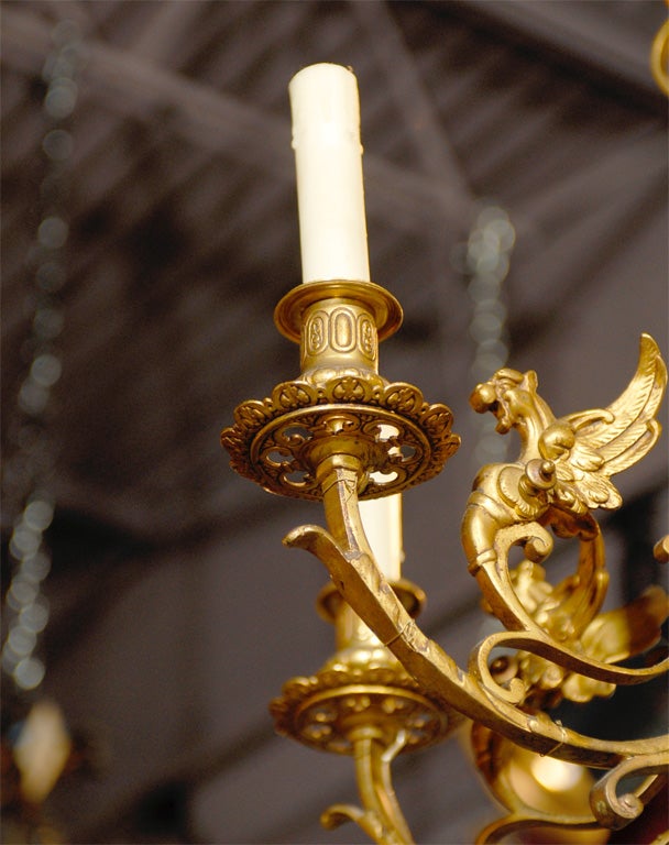 Gilt bronze chandelier featuring dragons at 1stDibs