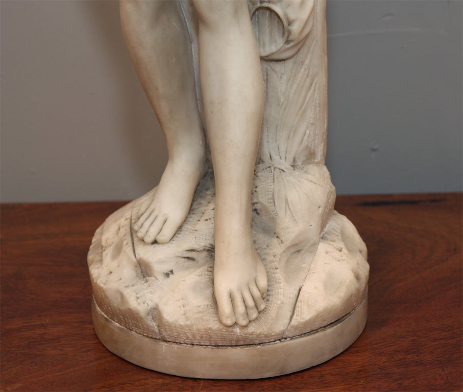 Sculpture in alabaster representing a bathing nymph In Good Condition In Long Island City, NY