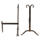 Used HAND FORGED ANDIRONS, SPLIT CURL AT TOP