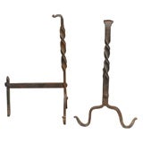 Used HAND FORGED ANDIRONS, TWIST TRUNK