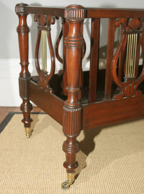 19th Century Large Regency Carved Mahogany and Brass Double Canterbury, English, circa 1810 For Sale