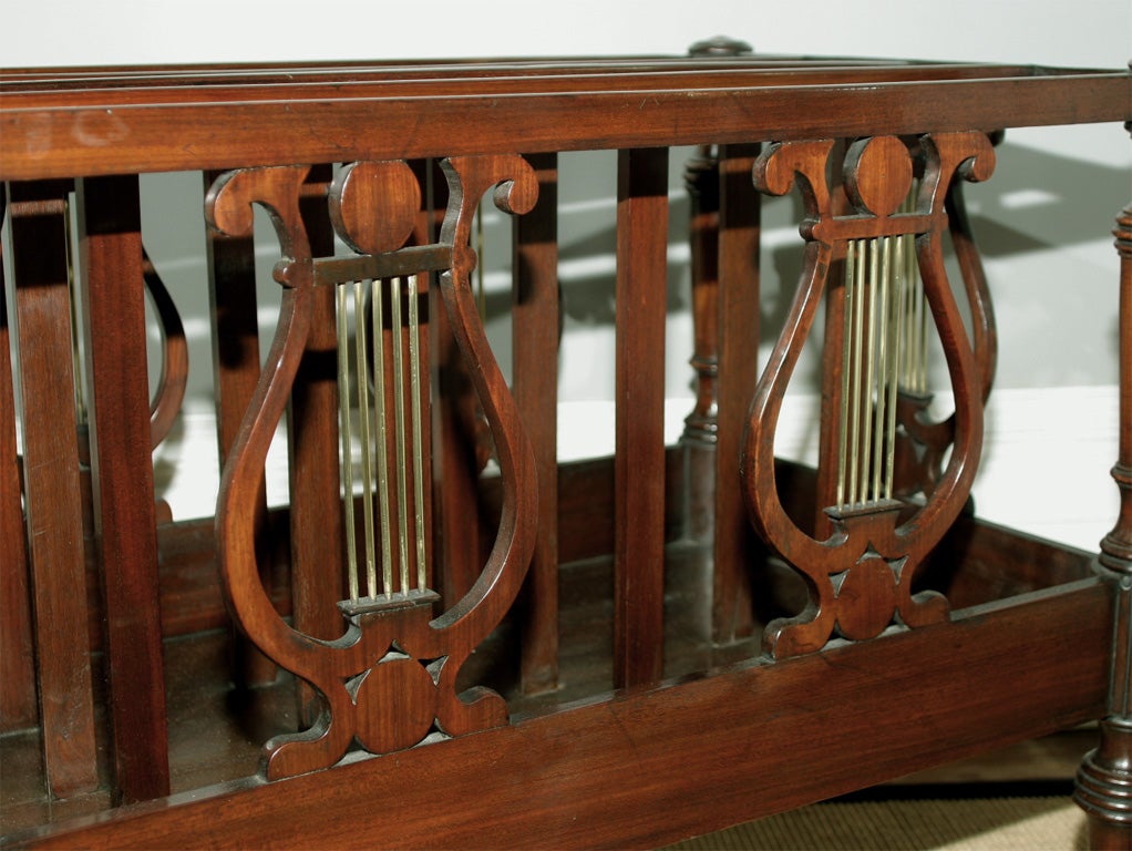 Hand-Carved Large Regency Carved Mahogany and Brass Double Canterbury, English, circa 1810 For Sale