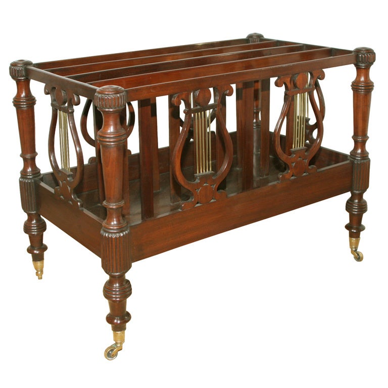 Large Regency Carved Mahogany and Brass Double Canterbury, English, circa 1810 For Sale