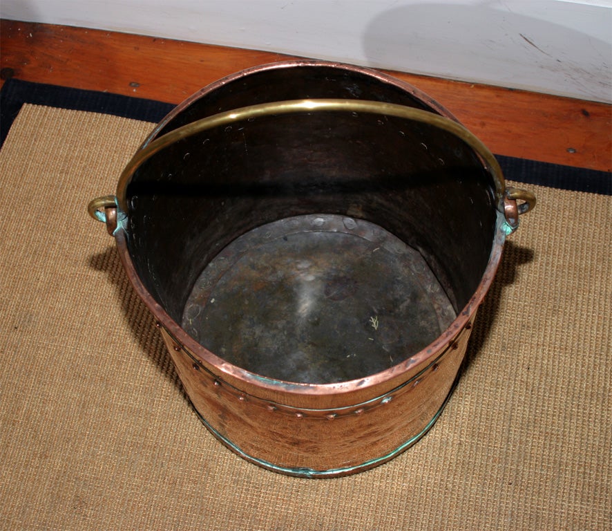 Circular copper bucket with brass handles c.1830 at 1stDibs antique