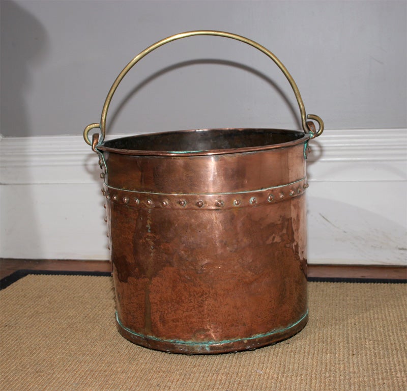 Circular copper bucket with brass handles c.1830 at 1stDibs antique