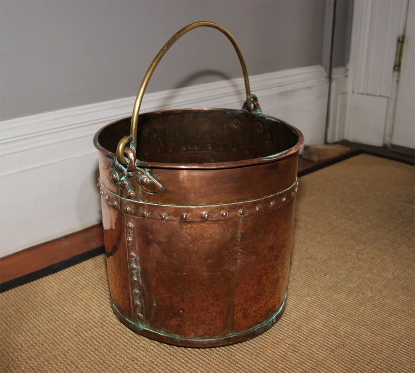 Circular copper bucket with brass handles c.1830 at 1stDibs antique