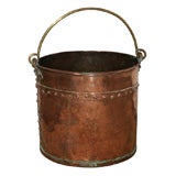 Circular copper bucket with brass handles c.1830