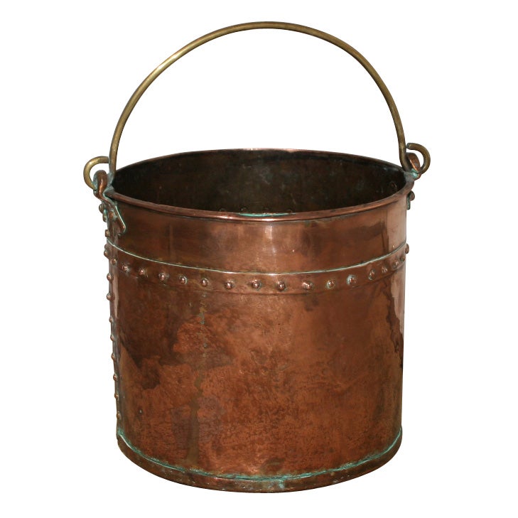Circular copper bucket with brass handles c.1830 at 1stDibs antique
