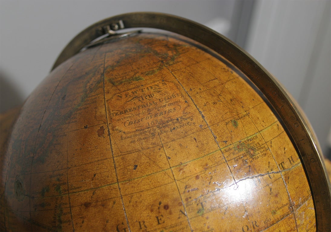 Mahogany Matched Pair of Antique Globes by Newton, Son & Berry. English, Circa 1834 For Sale