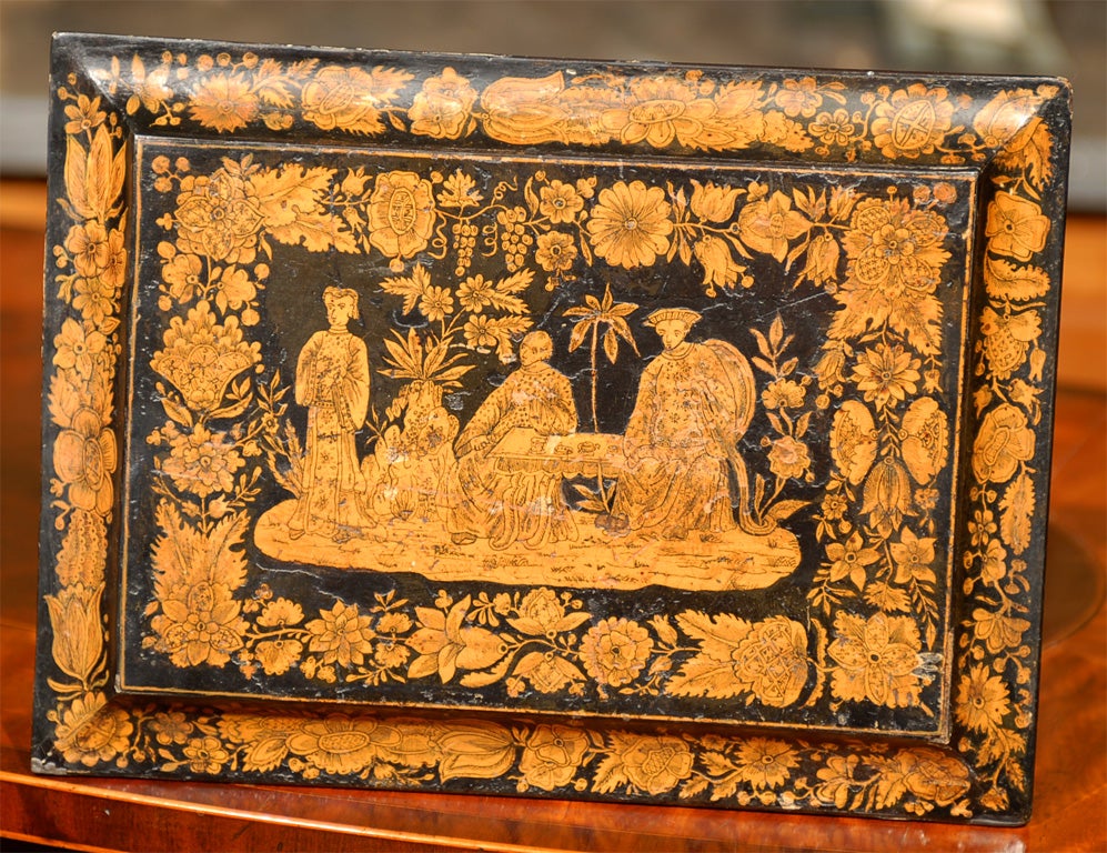 Regeny Penwork Sewing Box with Chinoiserie Decoration ca. 1810 2