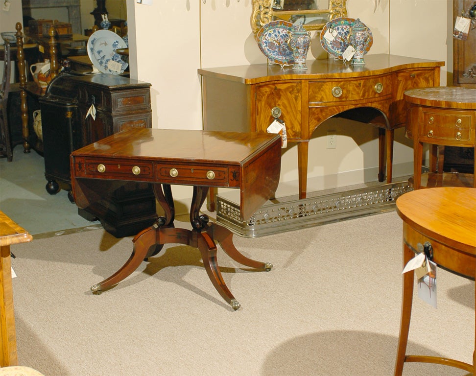 Regency Mahogany Sofa Table with  Greek Key Design, ca. 1810