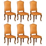 Set of 6 Louis XV Style Walnut Dining Chairs, France ca. 1880.