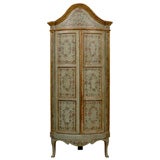 18th century Venetian Painted Corner Cabinet with bonnet top