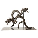 Antique Bronze Dragon Fragments on a Custom Stand