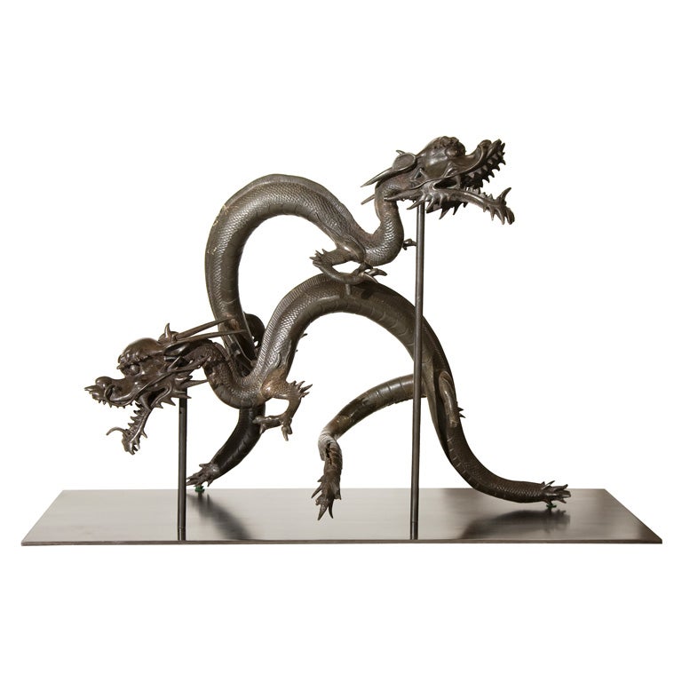 Antique Bronze Dragon Fragments on a Custom Stand at 1stDibs