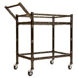 Patinated Bronze Serving Cart with Faux Bamboo Detail