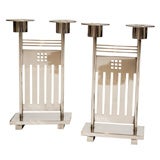 Pair of Silver Plate Candleholders by Richard Meier