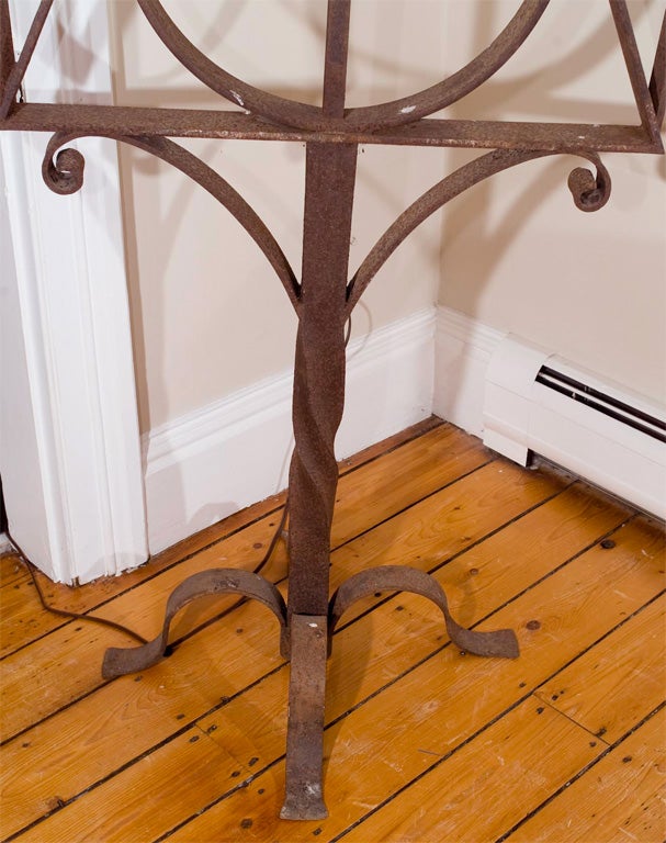 Large French Wrought Iron Triangular Wrought Iron Candelabrum 3