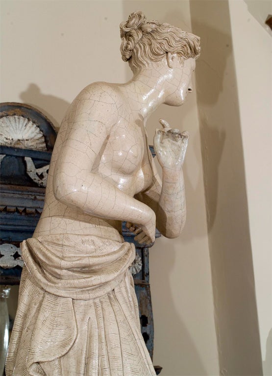 Glazed Terracotta Statue of the Venus Medici on a Tall Pedestal 1