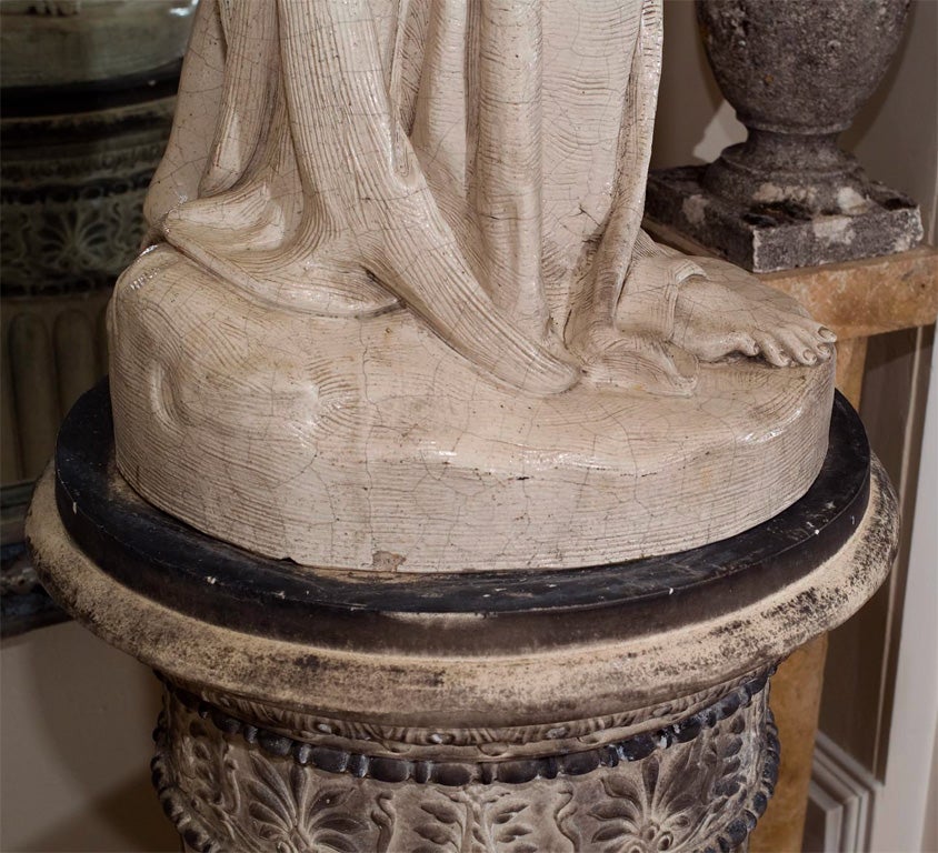 Glazed Terracotta Statue of the Venus Medici on a Tall Pedestal 2