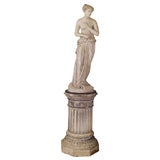 Glazed Terracotta Statue of the Venus Medici on a Tall Pedestal