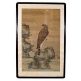 Antique Framed paper scroll of Hawk