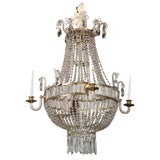late 19th c.  4 arm beaded crystal chandelier
