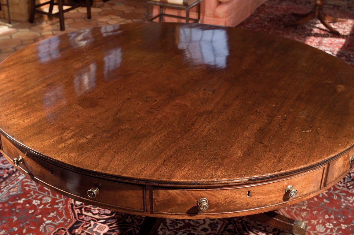 English Mahogany large-scale drum table