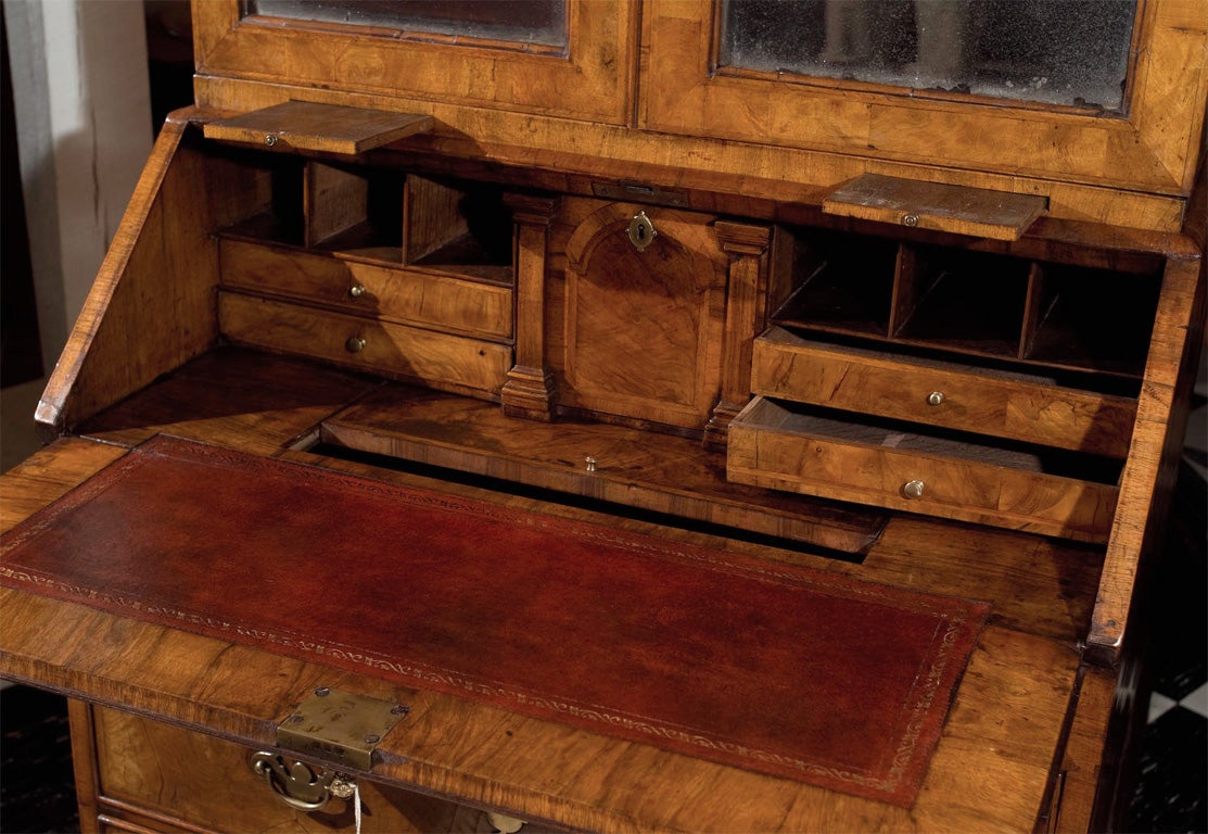 George II Walnut Slant Front Bureau Bookcase / Secretary For Sale 2