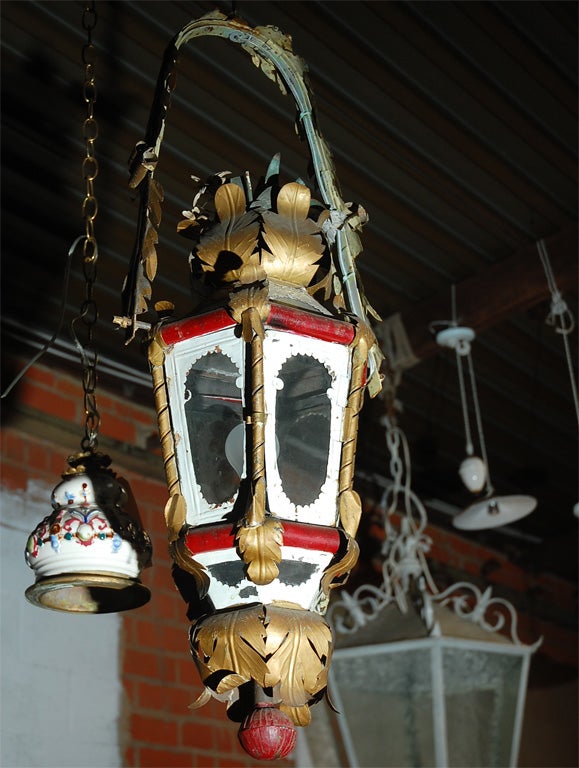 Italian polychrome metal lantern