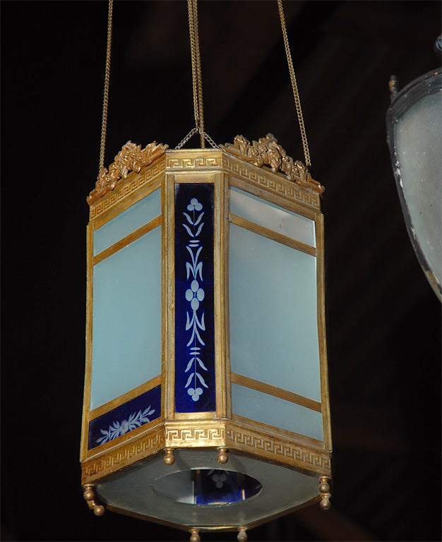 French Victorian period lantern "monte-baisse"