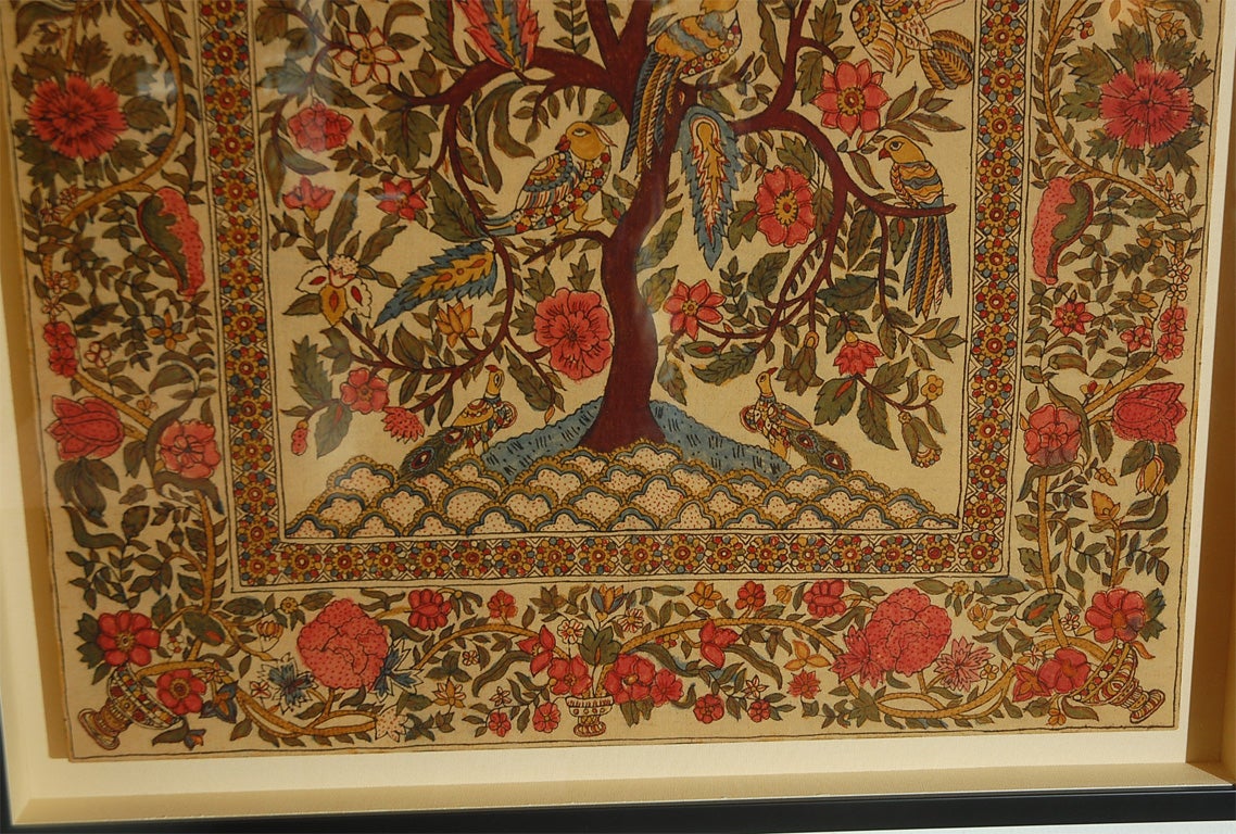 Indian Kalamkari hand painted textile panel 