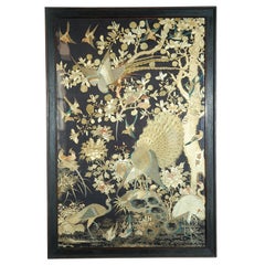 Silk Chinese Embroidery - 12 pairs of birds. dogwood & peonies