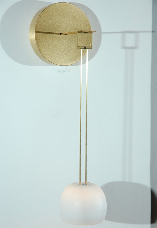 Light fixture with simplistic elegance. Brass with ceramic shades.
Listed price is for two sconces.