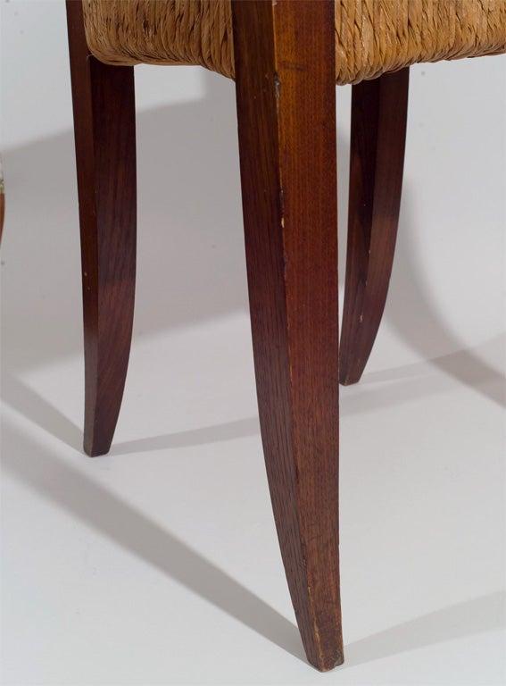 Pair of Heavy Oak Klismos Chairs with Rush Seats