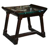 Oak Glass-Top Side Table