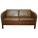 Danish Leather Settee by Borge Mogenson