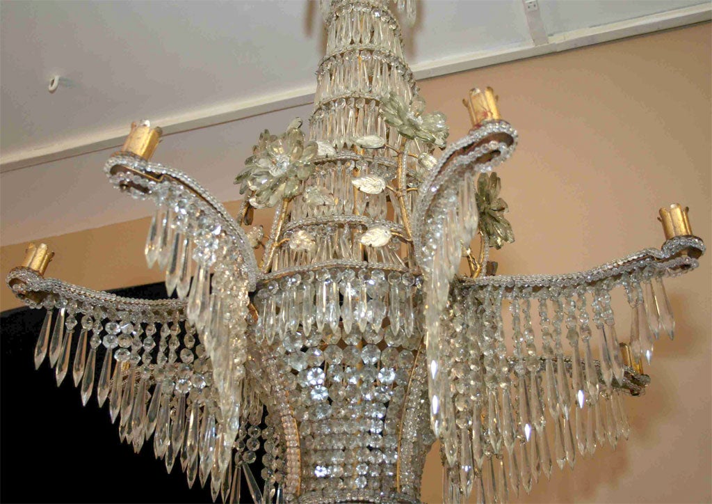 Mid-20th Century Large French Gilt  Crystal Chandelier For Sale