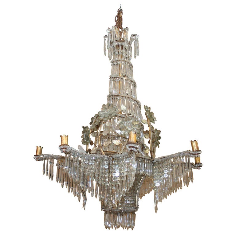 Large French Gilt  Crystal Chandelier