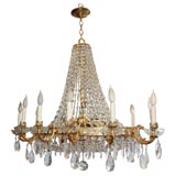 Oval Bronze and Rock Crystals Chandelier