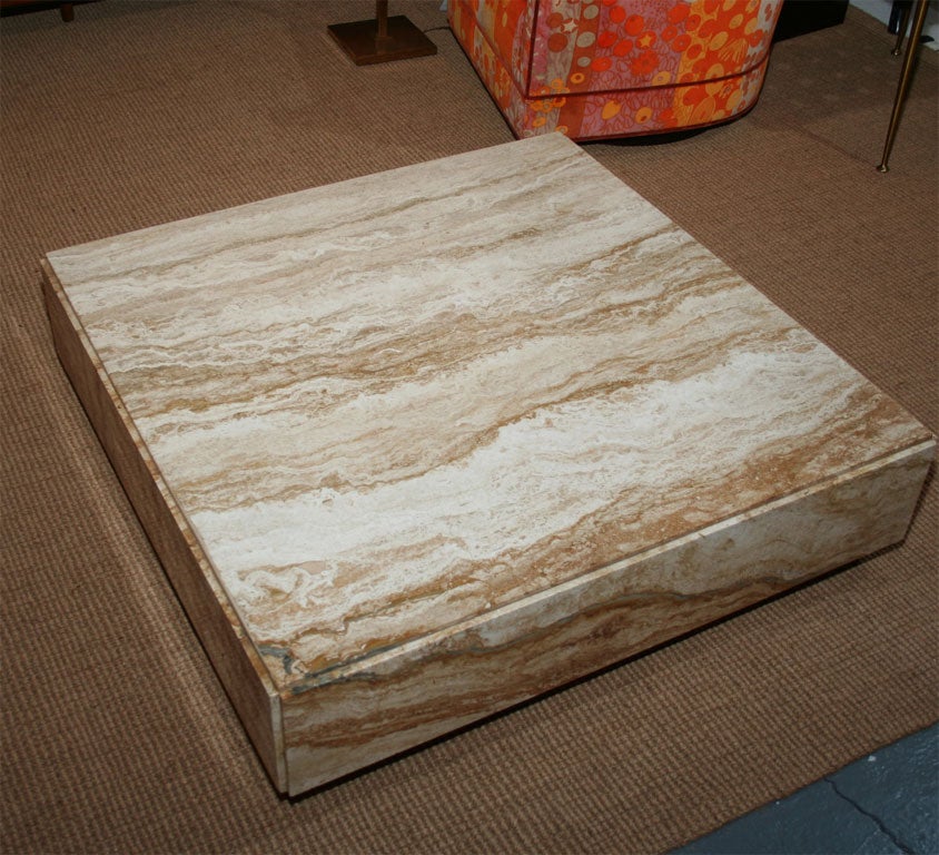 Late 20th Century Monolithic Travertine Cocktail Table by Milo Baughman